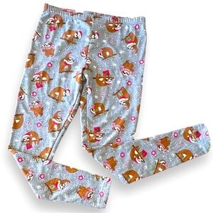 Christmas Sloth Leggings Time&Tru Size M (8-10) Soft Stretch Fleece Lined